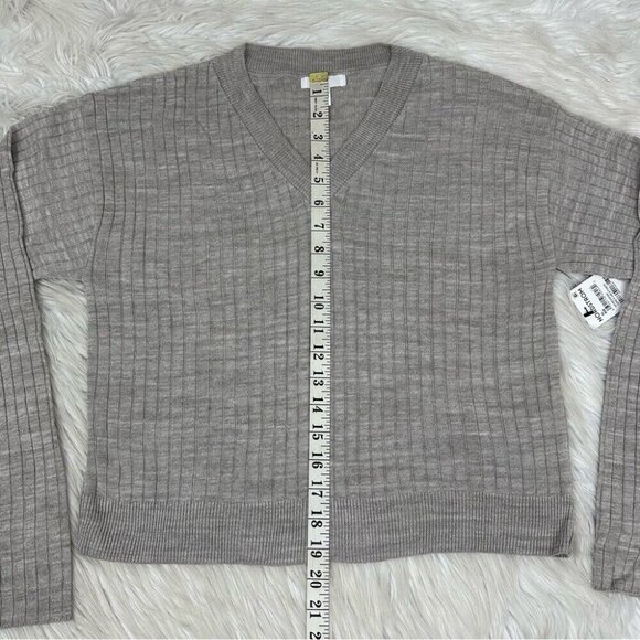 BP Reagan Women's NWT Heather Gray V-Neck Long Sleeve Ribbed Knit Sweater XL/C36 - Picture 8 of 10